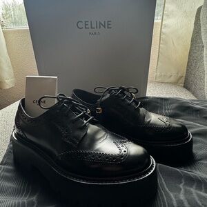 CELINE Brogue Derby Triomphe Platform Oxfords